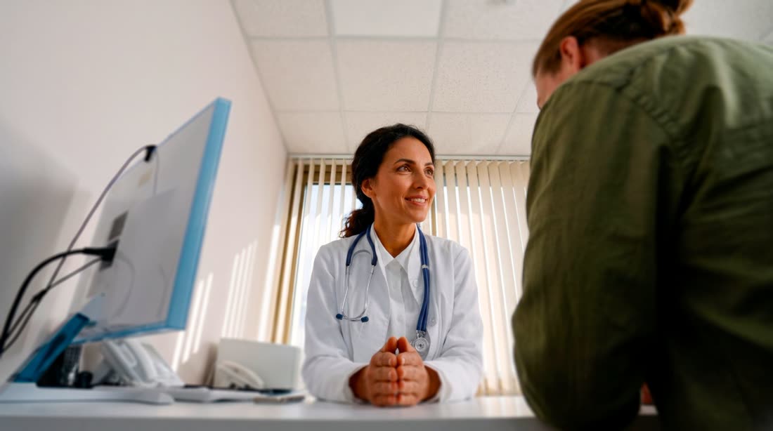 Médica em consulta com paciente